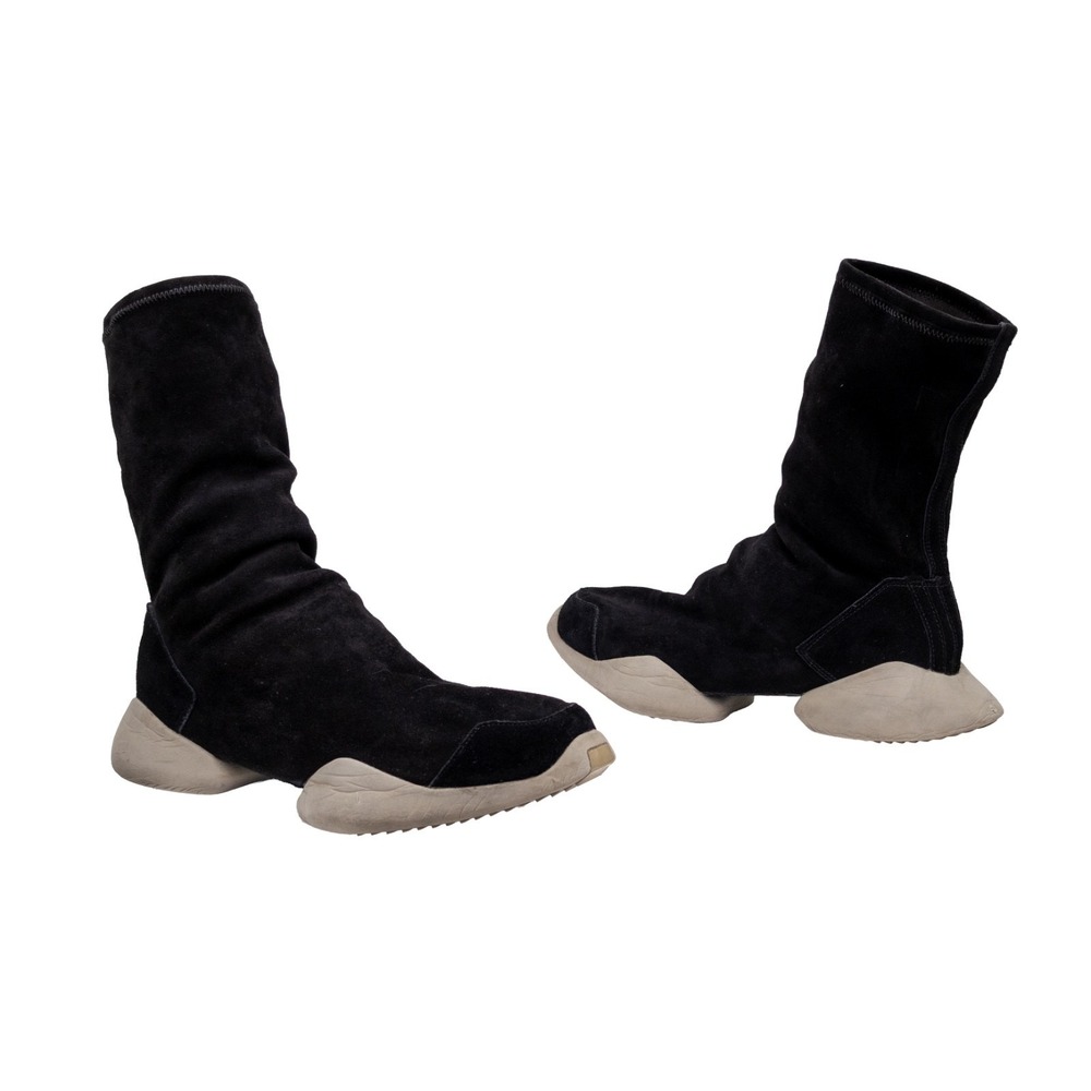 Rick Owens x Adidas Men's Black Suede Vicious Ankle Boots Socks US 11 EU 44